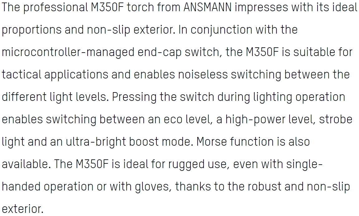 פנס ידני לד אנסמן ANSMANN LED FUTURE M230F 1600-0172 TEXT